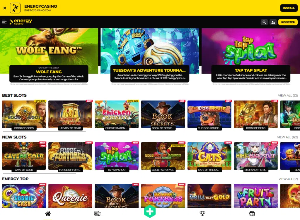 EnergyCasino interface