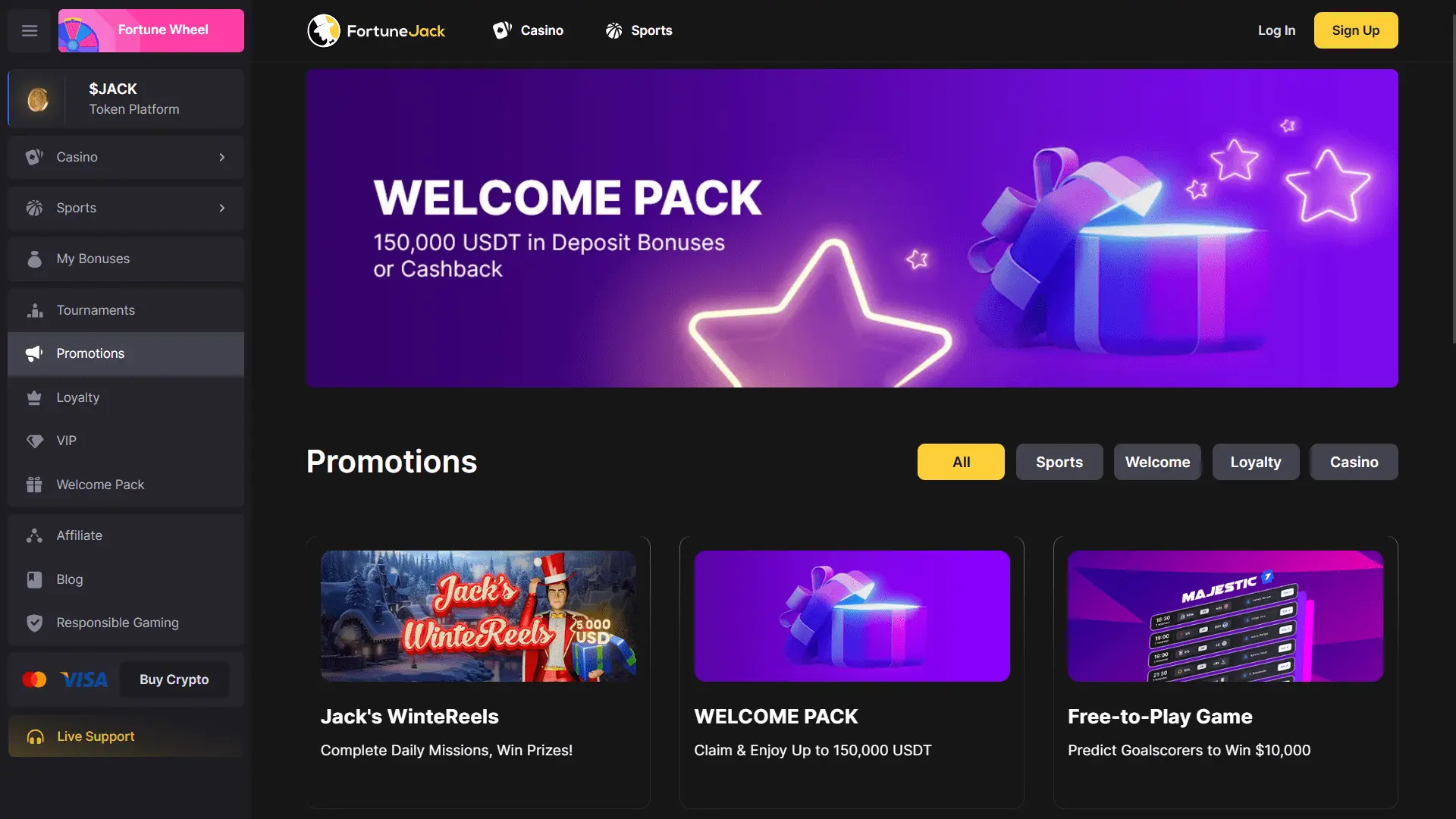 FortuneJack interface